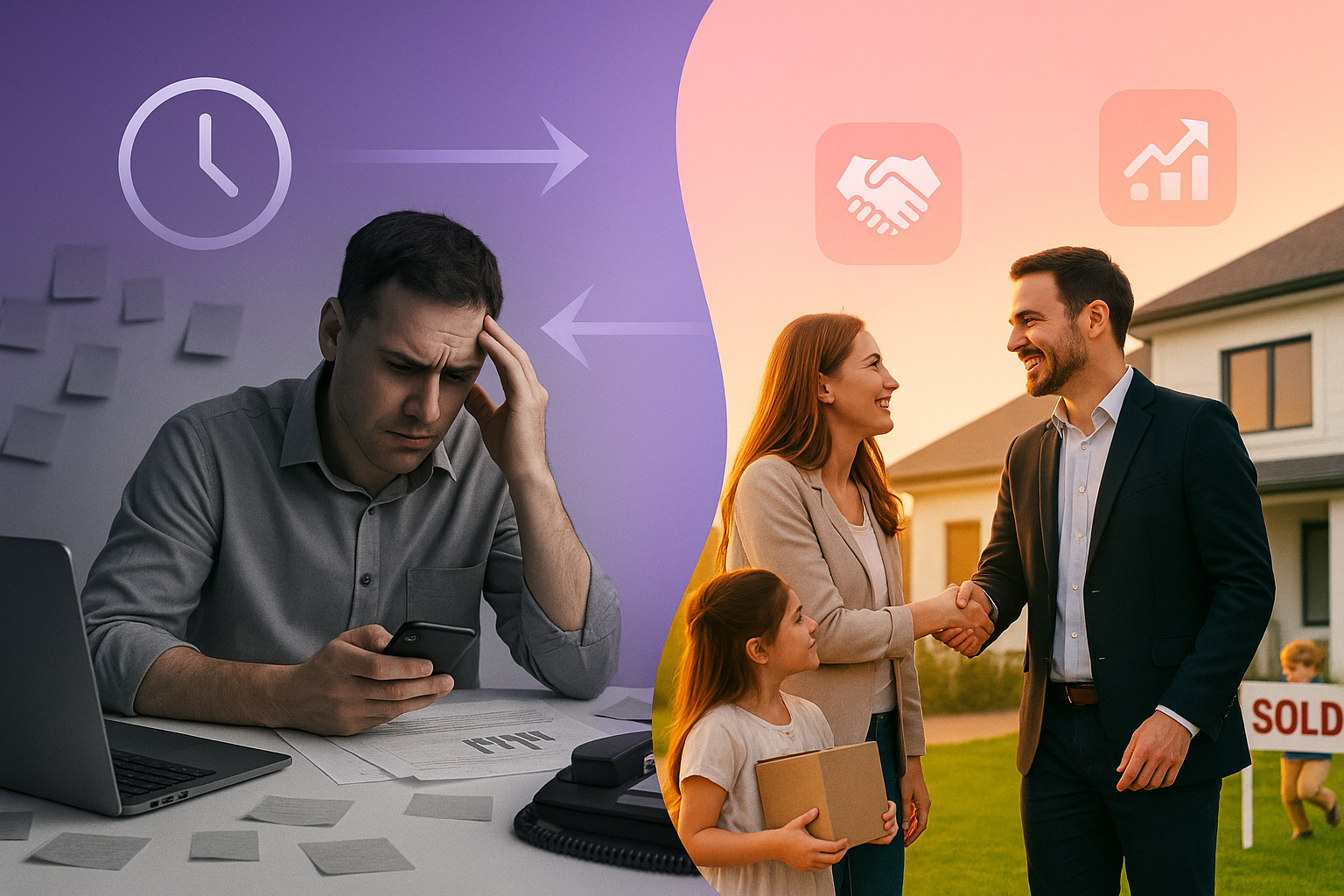 Before and after: Stressed agent vs successful agent closing deals